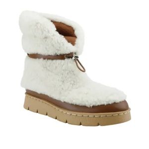 Marc Fisher White and Brown Ankle Boots